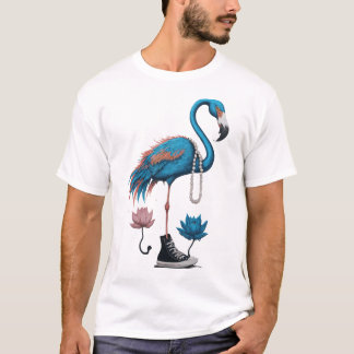 Retro art Flamingo Womens Kids Funny grafik T Shirt