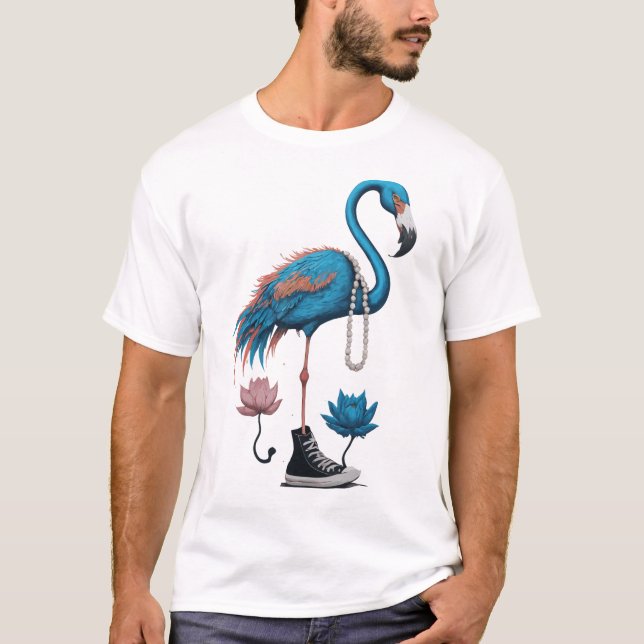 Retro art Flamingo Womens Kids Funny grafik T Shirt (Framsida)