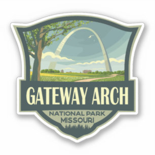 Retro Art i Gateway Arch nationalpark Illustration Klistermärken