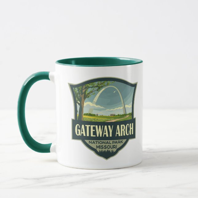 Retro Art i Gateway Arch nationalpark Illustration Mugg (Vänster)