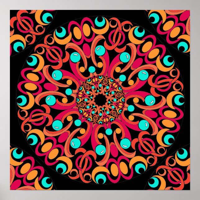 Retro Art Kaleidoscope Poster (Framsidan)