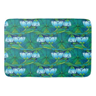 Retro Art Nouveau Blommig Näckrosbladsmönster Badrumsmatta