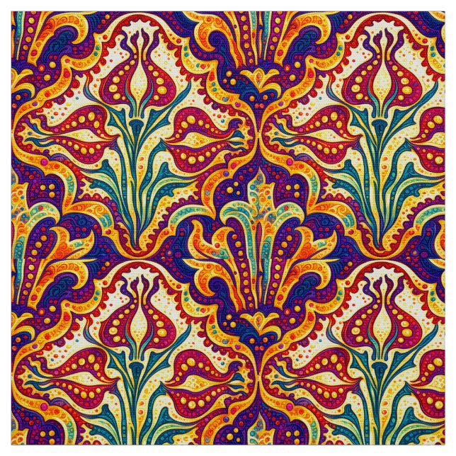 Retro Art Nouveau Blommönster av Walter Crane Tyg (Provkarta)