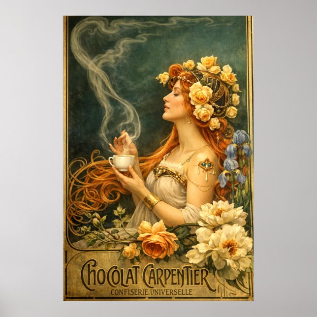 Retro Art Nouveau Chocolate Ad  Poster (Framsidan)