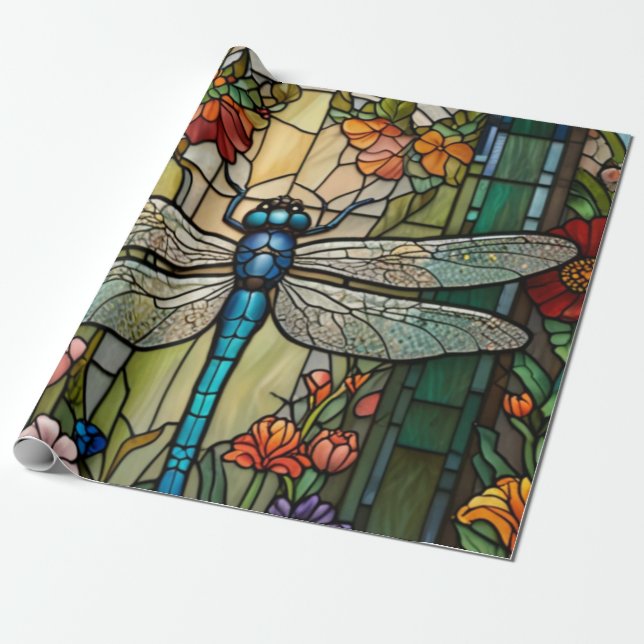 Retro art nouveau dragonfly boho chic presentpapper (Utrullad)