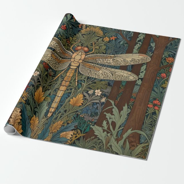 Retro art nouveau dragonfly boho chic presentpapper (Utrullad)