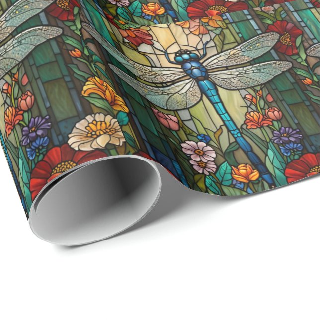 Retro art nouveau dragonfly boho chic presentpapper (Rullad Hörn)