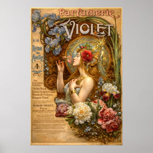 Retro Art Nouveau Fransk Parfymreklam Poster