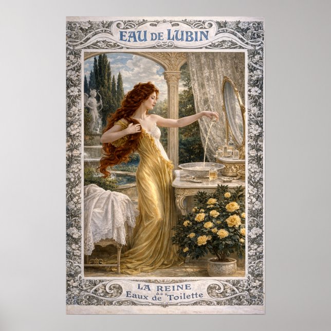 Retro Art Nouveau French Perfume Advertisement Poster (Framsidan)