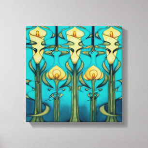 Retro,art nouveau, konstdesign, vintage,glaskonst, canvastryck