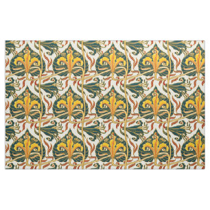 Retro Art Nouveau Liljmönster av Walter Crane Tyg