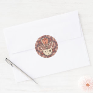 Retro Art Nouveau Monogram Bröllopsdekal Runt Klistermärke