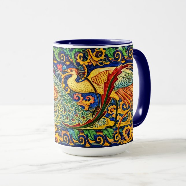 Retro Art Nouveau Påfåglar Fris av Walter Crane Mugg (Framsida höger)