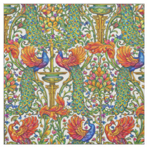 Retro Art Nouveau Påfåglar & Frukt av Walter Crane Tyg