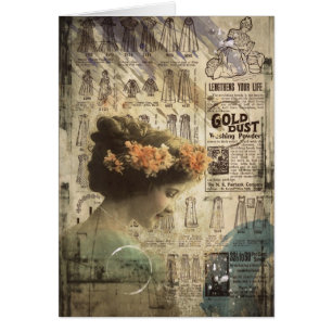 Retro Art Vintage Woman Catalog Mode Ads OBS Kort