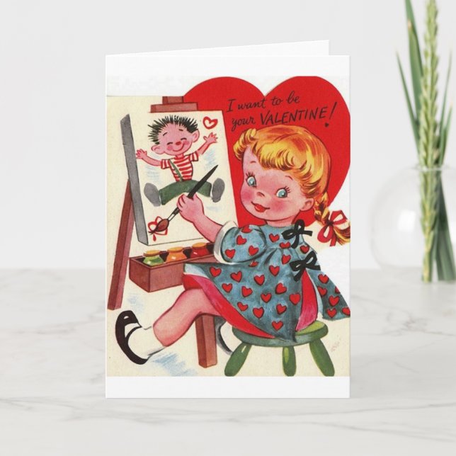 Retro Artist Valentine Day Card Helgkort (Framsida)