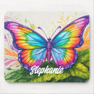 Retro Artistic Anpassningsbar Butterfly Monogram N Musmatta
