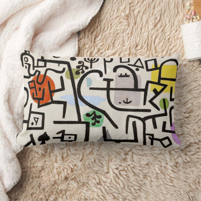 Retro Artistic Comfort - Rik Port av Paul Klee Lumbarkudde (Filt)