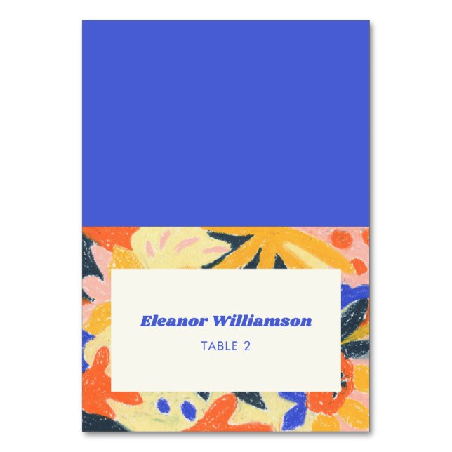 Retro Artsy Abstrakt Botaniskt Anpassningsbar Baby Bordsnummer (Framsidan)