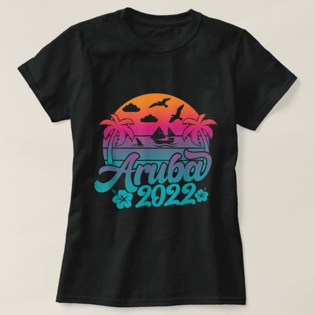 Retro Aruba Beach 2022 Aruba Family Vacation Aruba T Shirt (Design framsida)