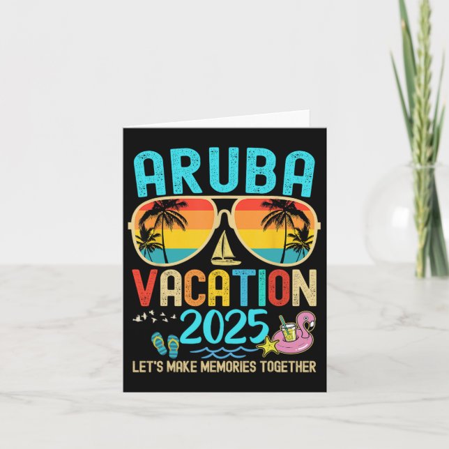 Retro Aruba Semester 2025 Matchande Familj Vänner  Kort (Framsida)