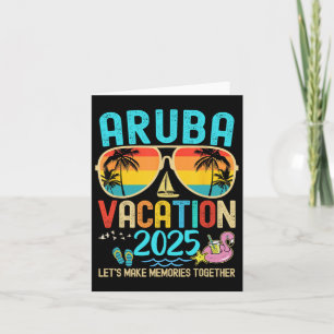 Retro Aruba Semester 2025 Matchande Familj Vänner Kort