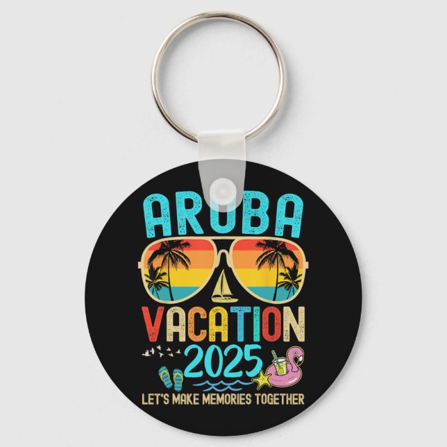 Retro Aruba Vacation 2025 som passar familjevänner Nyckelring (Framsida)