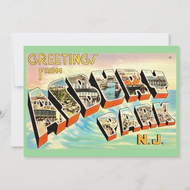  Retro Asbury Park NJ 5x7 Big Postcard Tack Kort (Framsida)