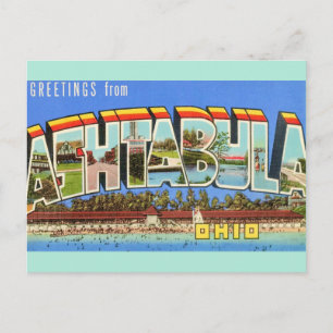 Retro Ashtabula Ohio Hälsning Vykort