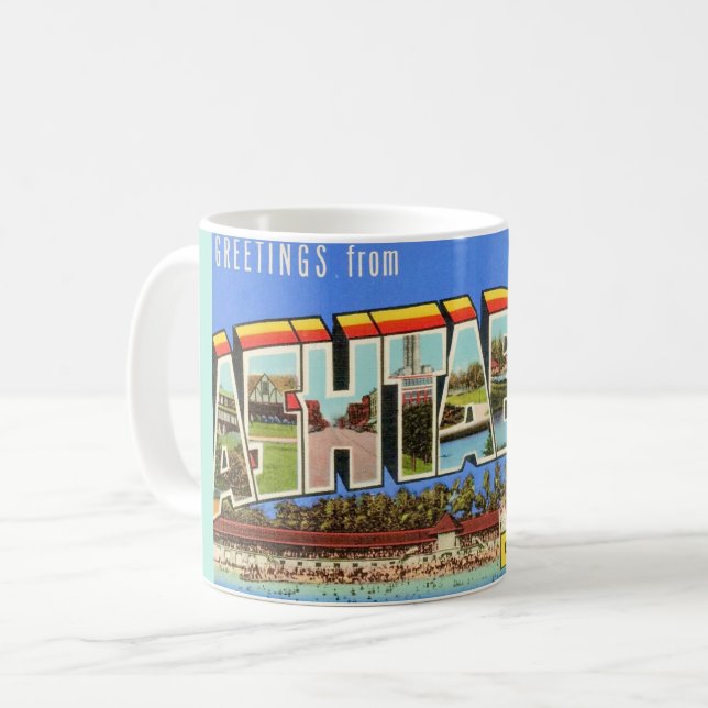 Retro Ashtabula Ohio Välkomstmugg Kaffemugg (Framsida vänster)