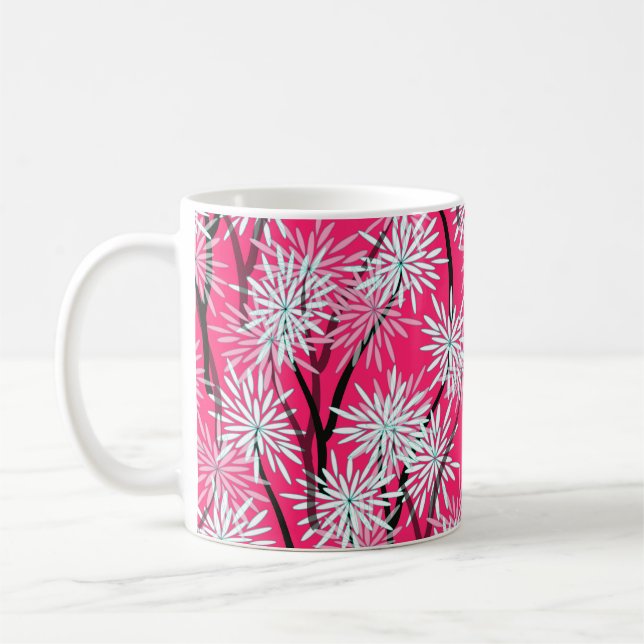 Retro Asian Blommigt Tapet. Kaffemugg (Vänster)