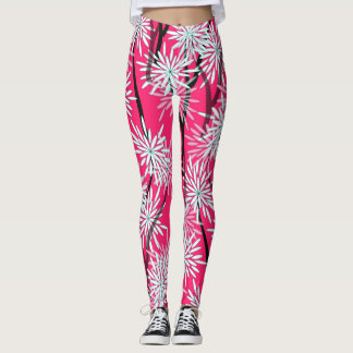 Retro Asian Blommigt Tapet. Leggings