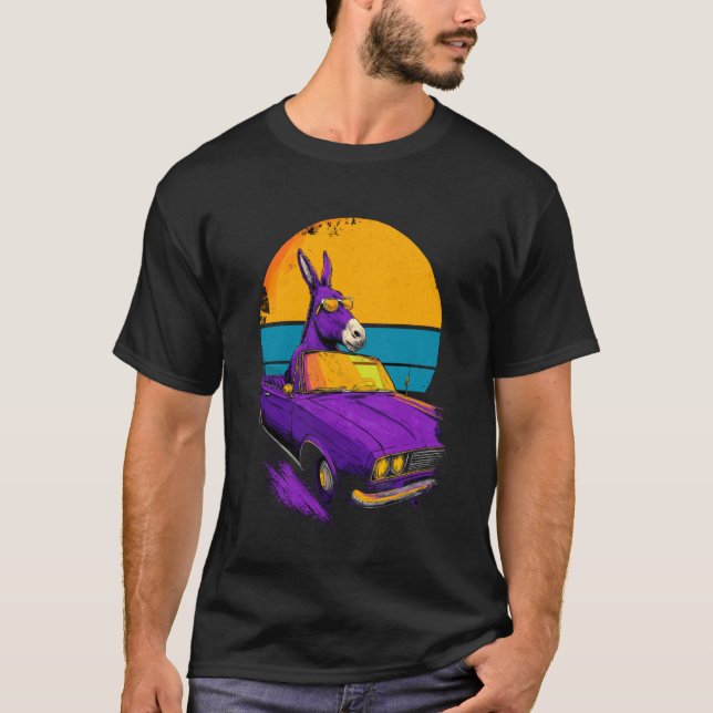 Retro Åsna Ridande Mustang T Shirt (Framsida)