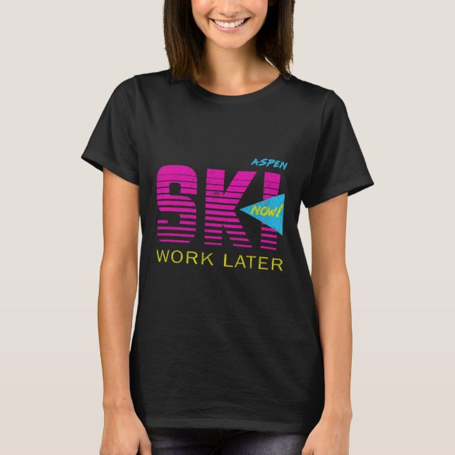 Retro Aspen 80s Colorado Skiing Tee (Framsida)
