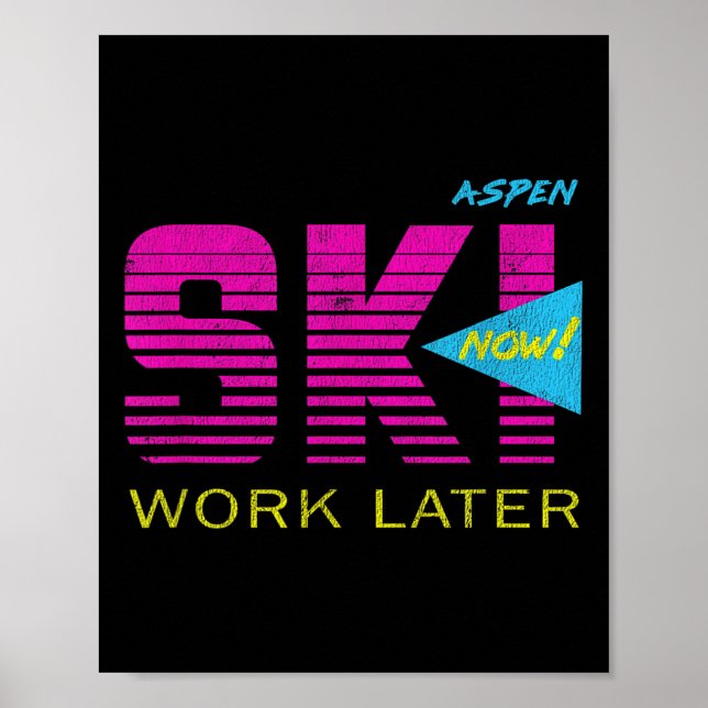 Retro Aspen 80s Colorado Skiing Tee Poster (Framsidan)