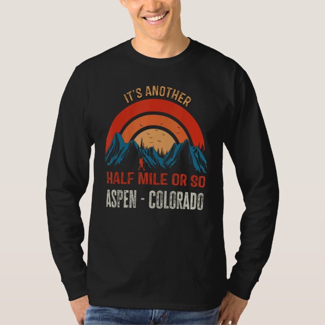 Retro Aspen Colorado Co Hiking Mountains T Shirt (Framsida)