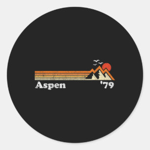 Retro Aspen Ski Resort Colorado Mountains Snowboar Runt Klistermärke