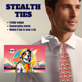 Retro Astro Beagle Rosa Stealth Tie Slips