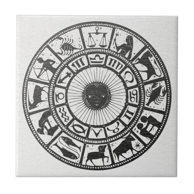 Retro astrologi - Zodiak hjul Kakelplatta (Framsidan)