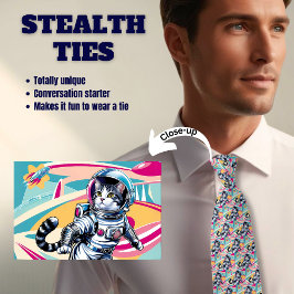 Retro Astronaut Cat Manar Stealth Tie Slips