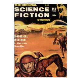 Retro astronaut i fara hälsningskort