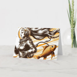 Retro-astronaut och Tillfällen av fisk Kort