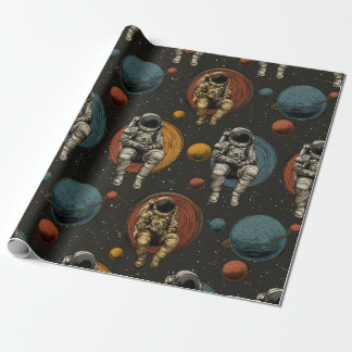 Retro Astronaut Rymdscen Presentpapper