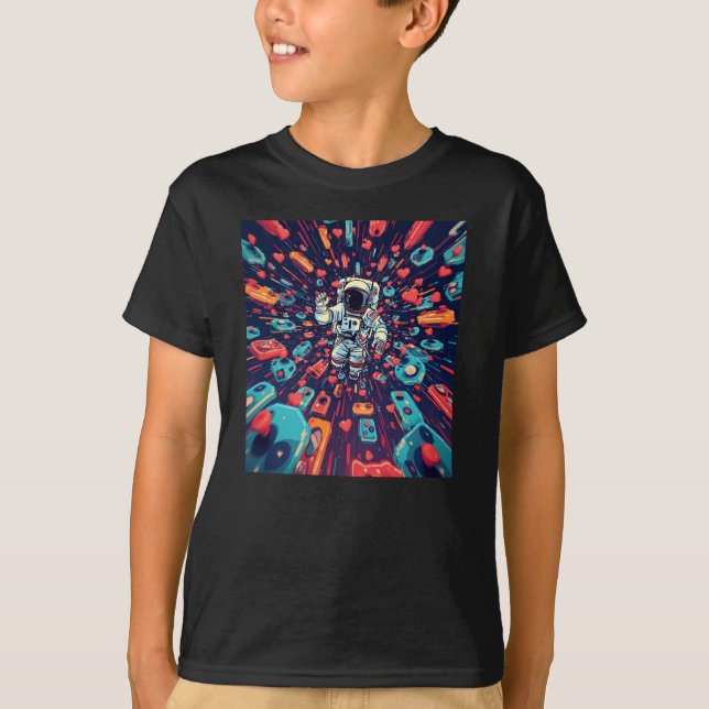 Retro Astronaut Spelare Rymdspel T Shirt (Framsida)