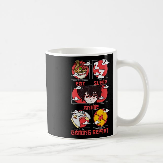 Retro Ät Sov Anime Spelande Upprepa Kawaii Anime M Kaffemugg (Höger)
