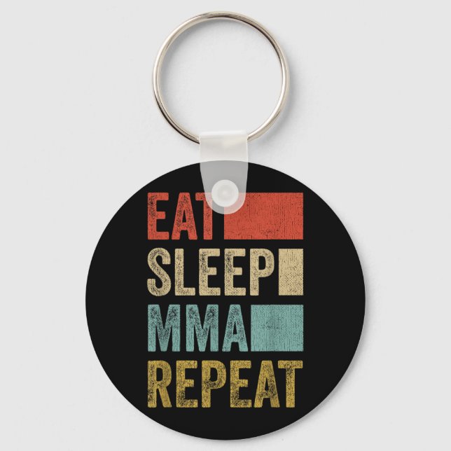Retro Ät Sov MMA Upprepa MMA Kläder Rolig MMA Nyckelring (Framsida)