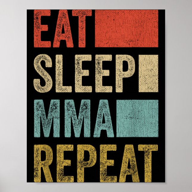 Retro Ät Sov MMA Upprepa MMA Kläder Rolig MMA Poster (Framsidan)