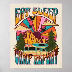 Retro Ät Sova Campa Repetera Poster