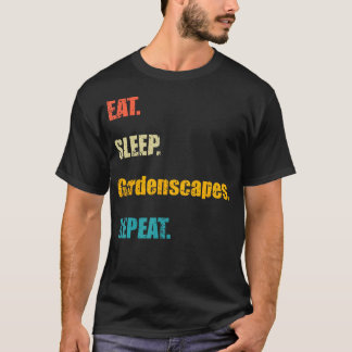 Retro Ät Sova Trädgårdslandskap Upprepa T Shirt