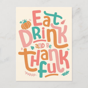 Retro äter och var tacksam Happy thanksgiving Helg Vykort
